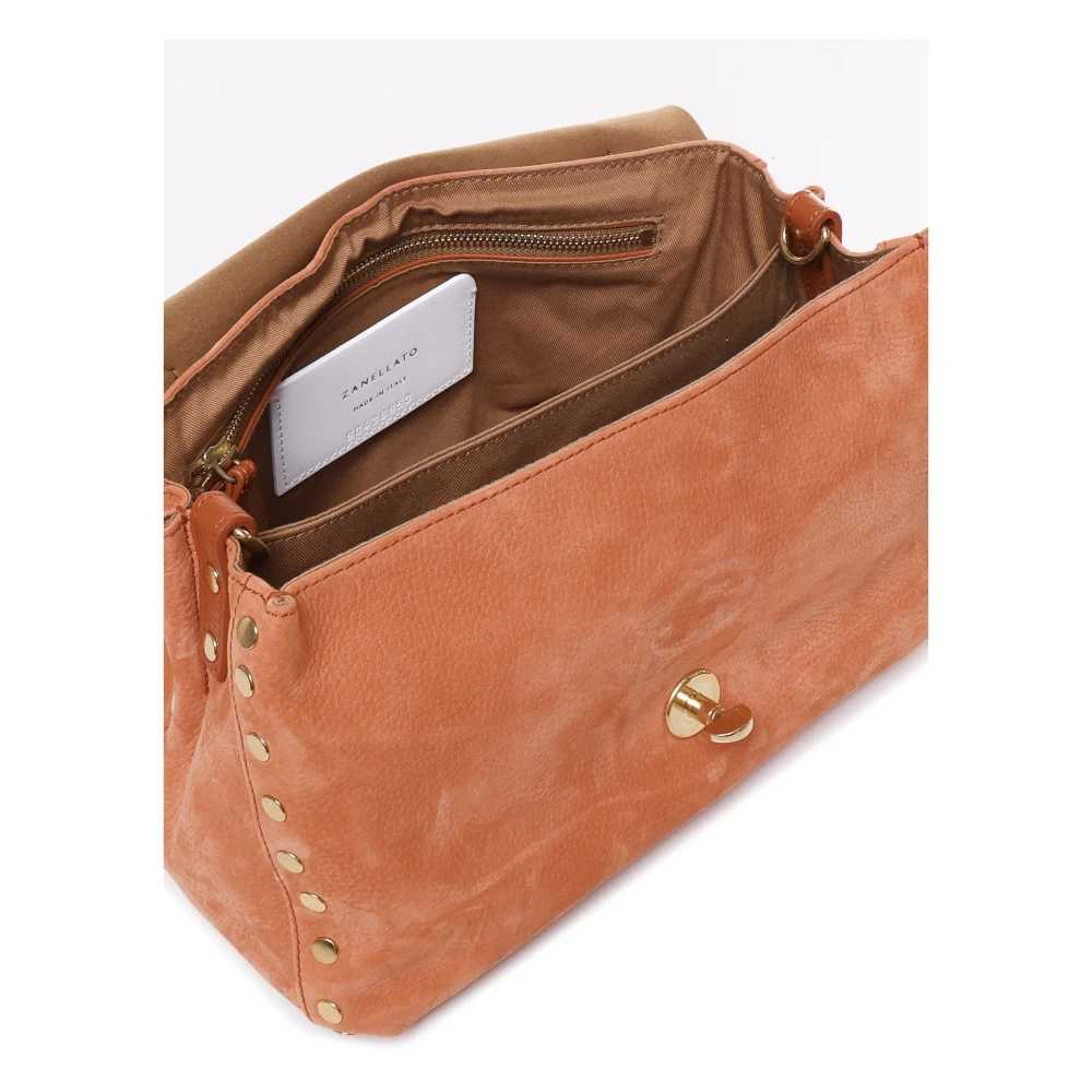 Zanellato Oranje Leren Schoudertas Twist Lock Orange Dames