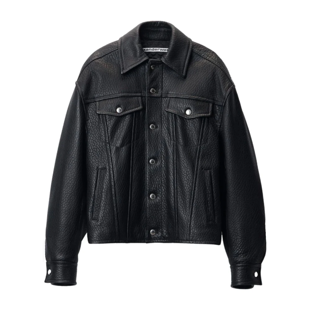 Alexander wang Zwarte Jas met Knoopsluiting en Reliëf Black Dames