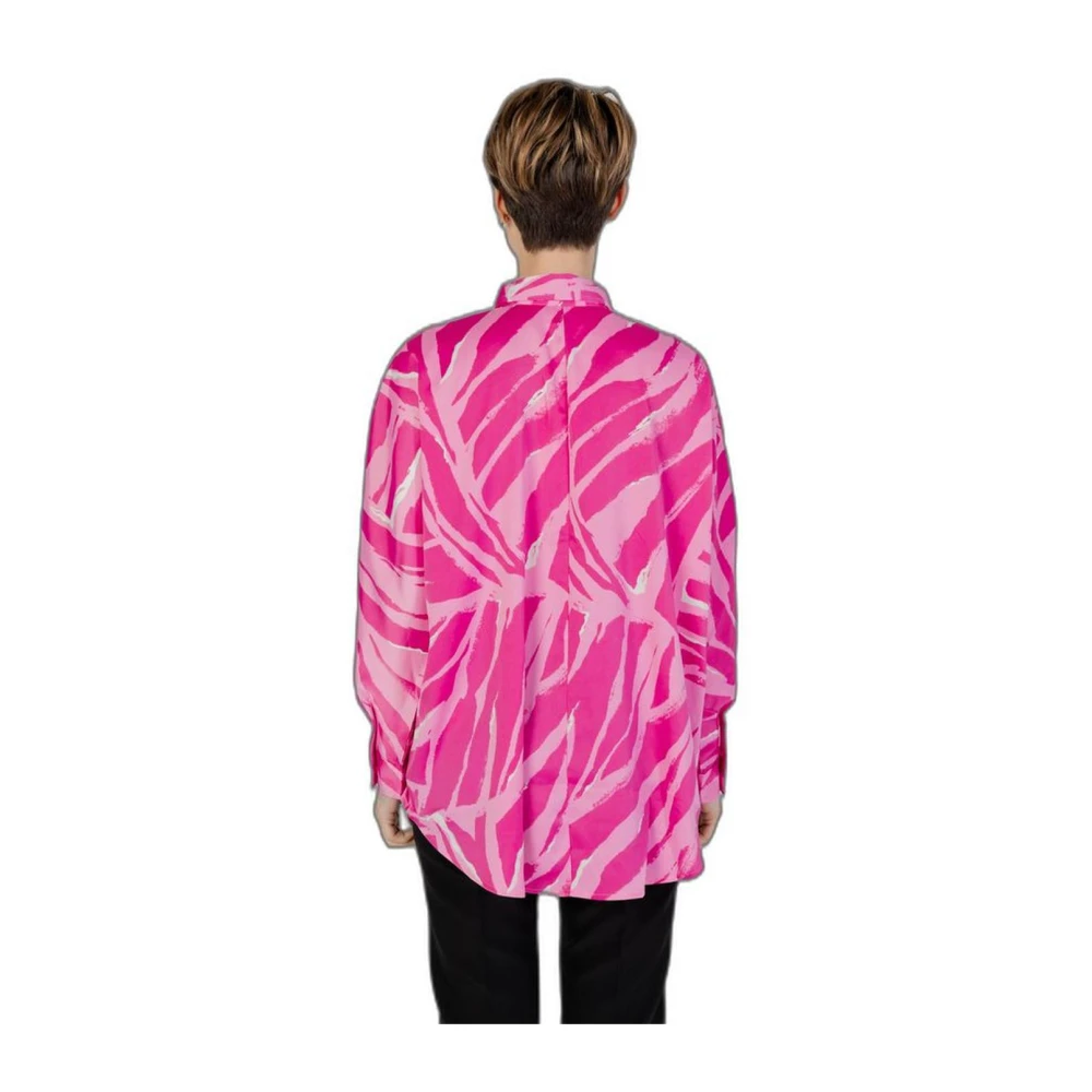 Only Roze Abstract Print Lange Mouwen Shirt Pink Dames
