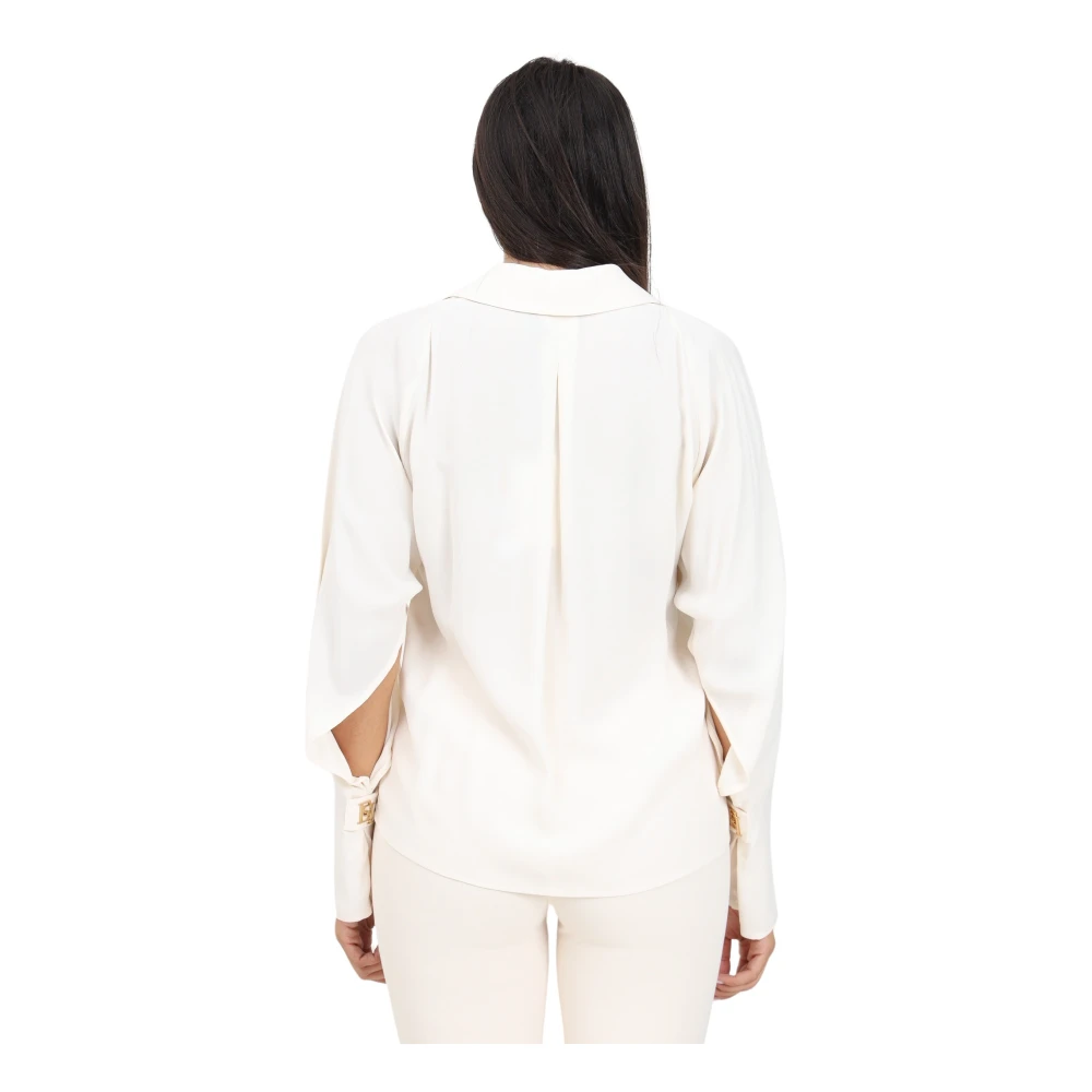 Elisabetta Franchi Elegante Witte Blouse met Sjaal White Dames
