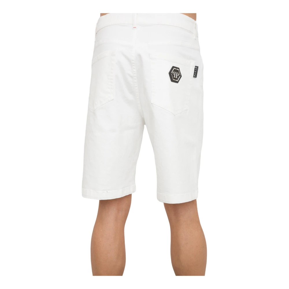 Philipp Plein Witte Denim Shorts Formentera Fit White Heren