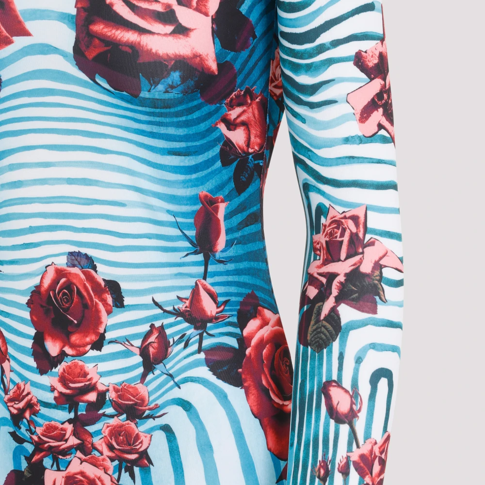 Jean Paul Gaultier Body Morphing Jurk Blauw Rood Wit Multicolor Dames