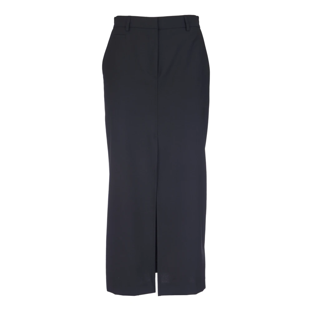 Ottod'Ame Zwarte Lange Split Rok Black Dames