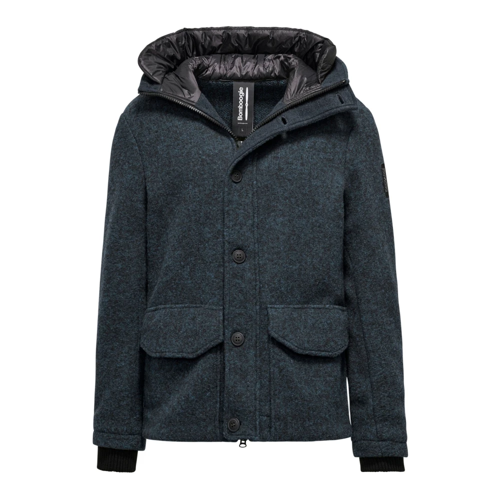 BomBoogie Wollen Hooded Parka Jas Blue Heren