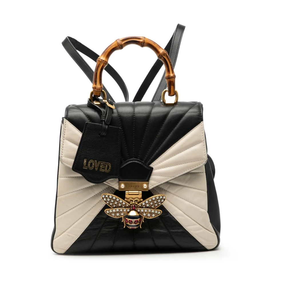 Gucci Vintage Women's Black Pre-Owned Leather Backpack