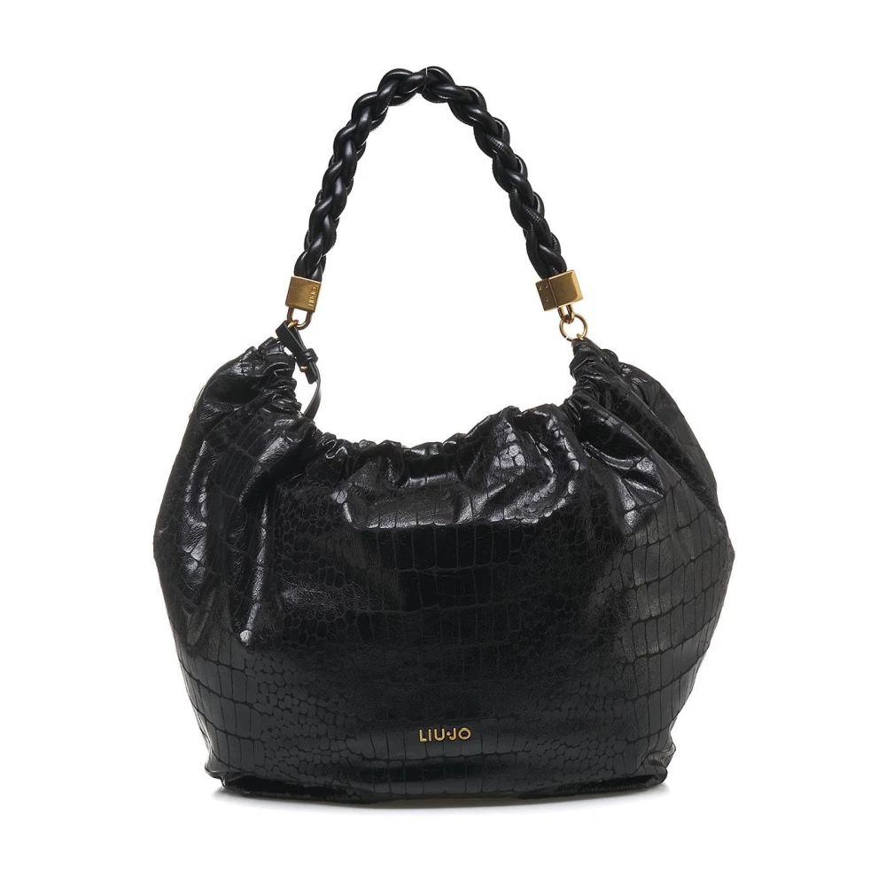 Liu Jo Krokodil Shopper Handtas met Logo Details Black Dames