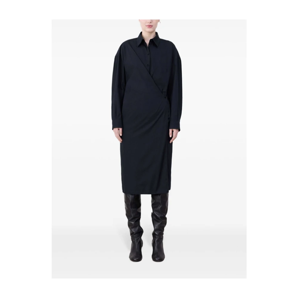 Lemaire Stijlvolle Twisted Collar Jurk Black Dames