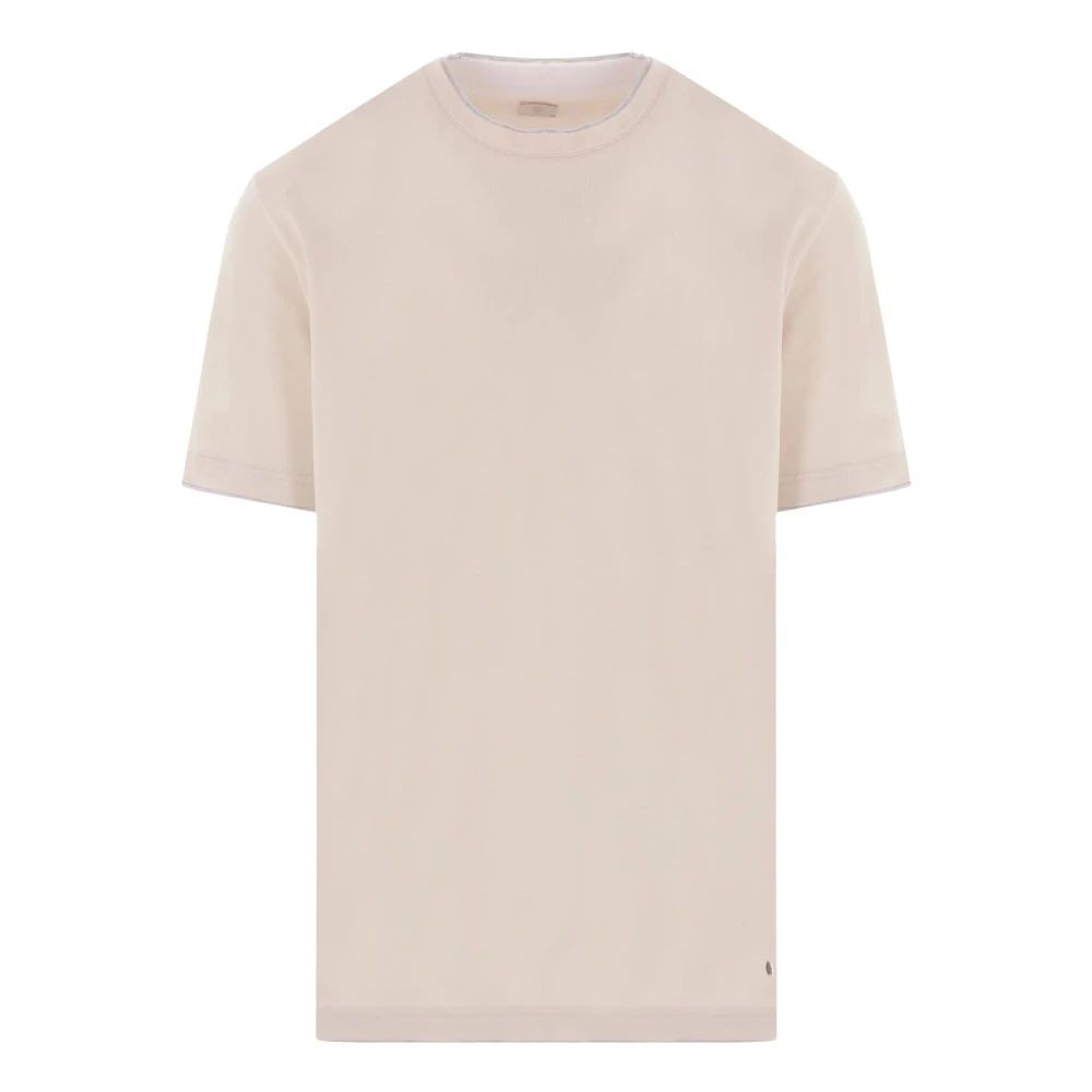 Eleventy Beige Katoenen T-shirt met Gelaagde Details Beige Heren