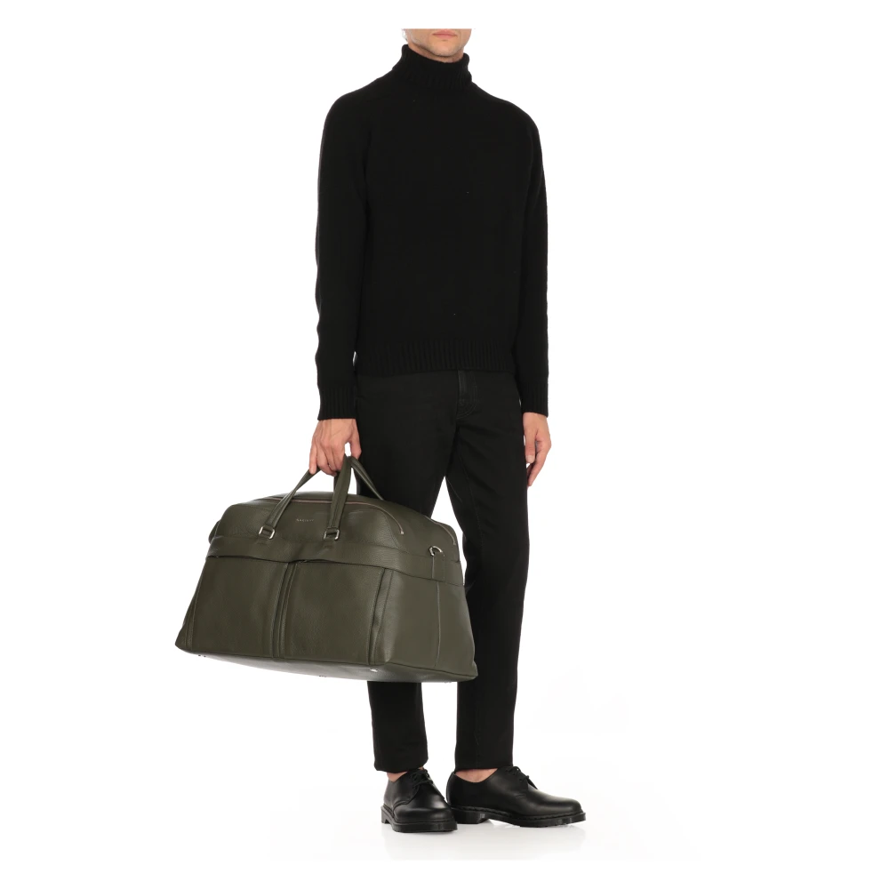 Orciani Groene Pebble Leren Duffeltas Green Heren