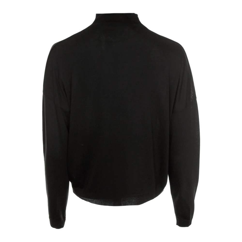 drykorn Relaxed Fit Longsleeve met vallende kraag Black Heren