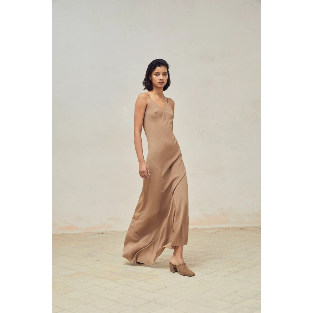 Cortana Zijden stretchjurk Asymmetrische zoom Brown Dames