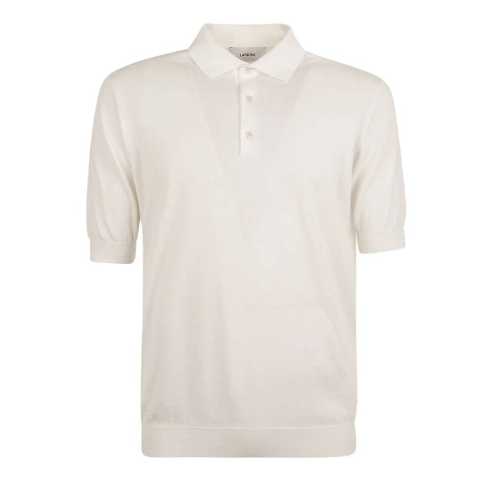 Lardini Wit Gebreid Poloshirt met Logo White Heren