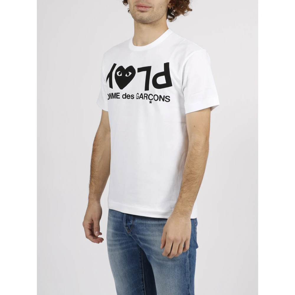 Comme des Garçons Play Katoenen T-shirt met letterprint White Heren