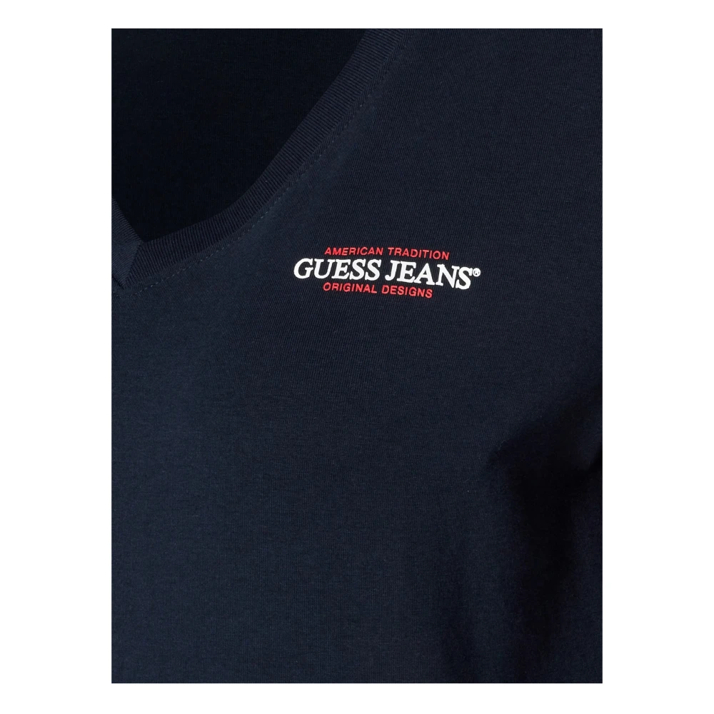 Guess Organisch katoenen longsleeve slim fit T-shirt Blue Dames