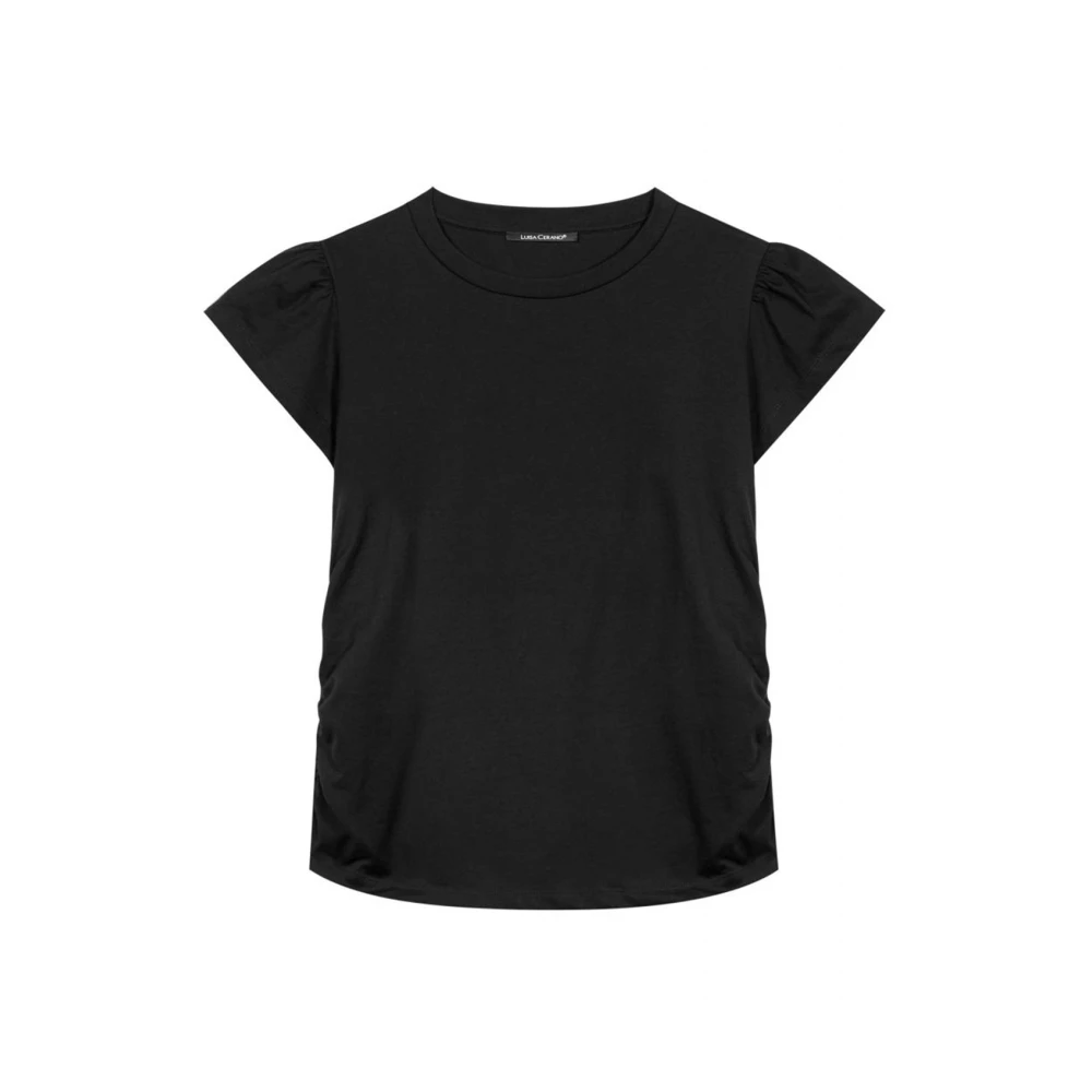 LUISA CERANO Katoenen T-shirt met mouwen Black Dames