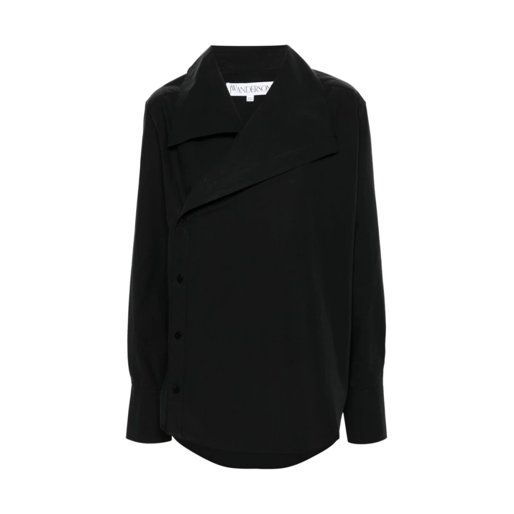 JW Anderson Zwart Poplin Asymmetrisch Shirt Ontwerp Black Dames