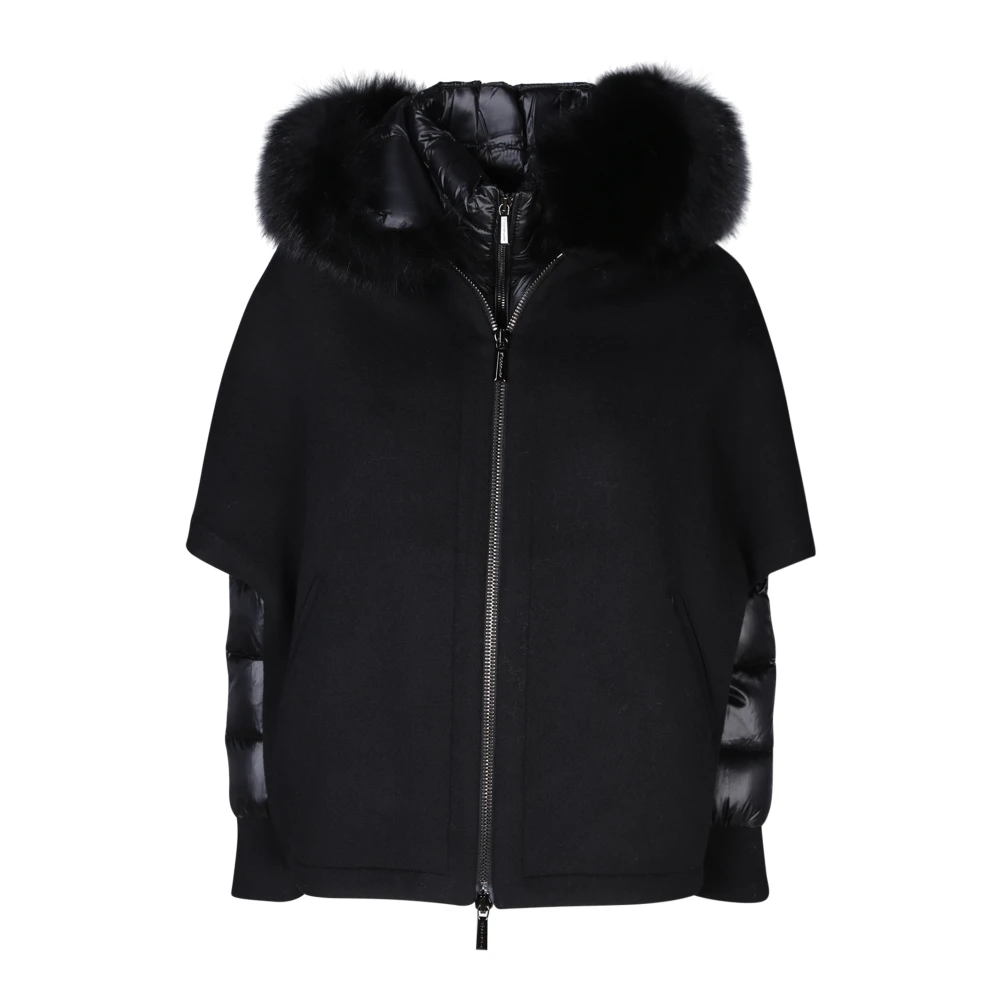 Moorer Vrouw Zwart Jassen Dames, Xs, Wol, Pegaso Cwr Jacket