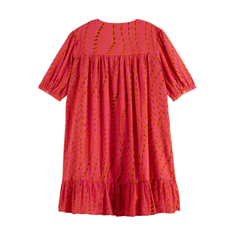 Scotch & Soda Gedrukte Crinkle Mini Jurk Red Dames