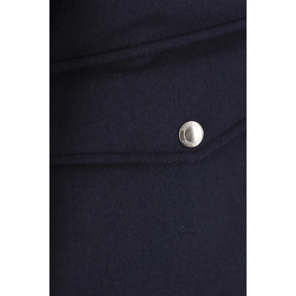 BRUNELLO CUCINELLI Blauwe wollen jas met afneembare capuchon Blue Heren