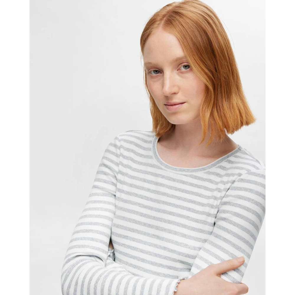 Selected Femme Zwart Langemouw Crew Neck Tee Gray Dames