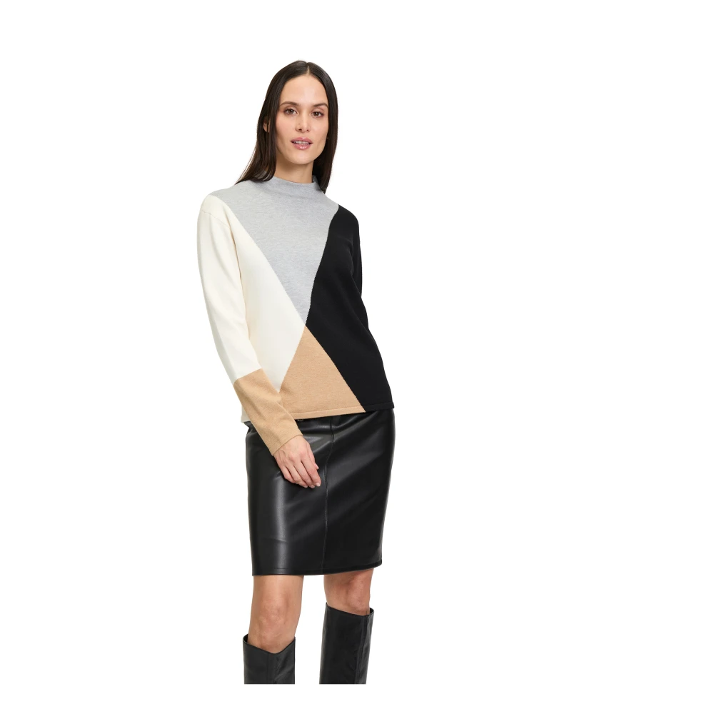 Betty Barclay Color Block Fijngebreide Trui met Opstaande Kraag Multicolor Dames