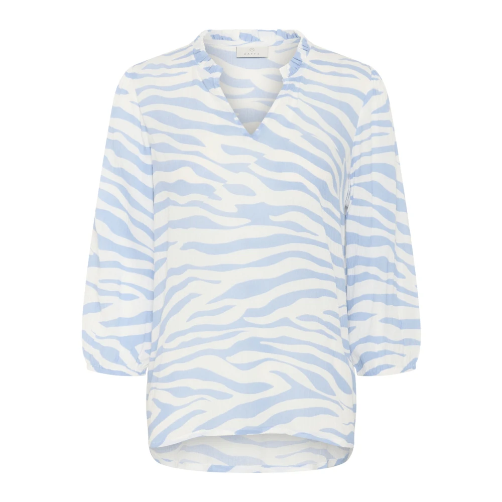 Kaffe Amber Blouse Zacht Chambray Grafisch Blue Dames