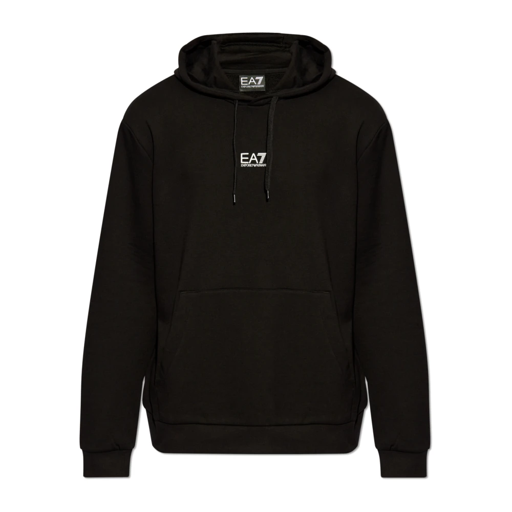 Emporio Armani EA7 Zwarte hoodie met voorzak Black Heren
