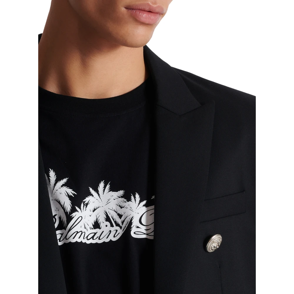 Balmain Wollen 6-knoops jas Black Heren
