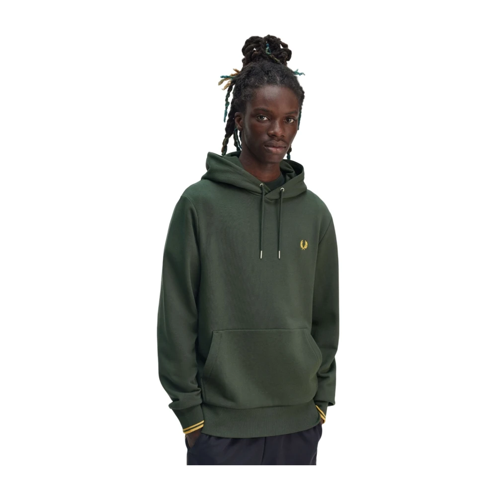 Fred Perry Groene hoodie met dubbele streepdetail Green Heren
