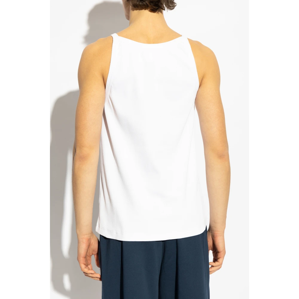 Versace Jeans Couture Geribbelde top met applicatie White Heren