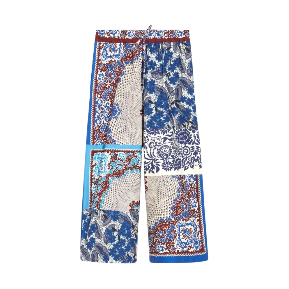 Max Mara Weekend Ornamental Wide Leg Cotton Pants Multicolor Dames