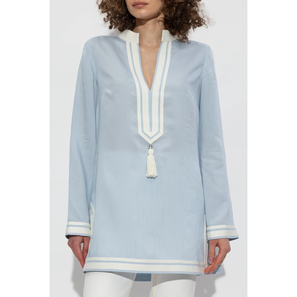 TORY BURCH Tuniek met franjes Blue Dames