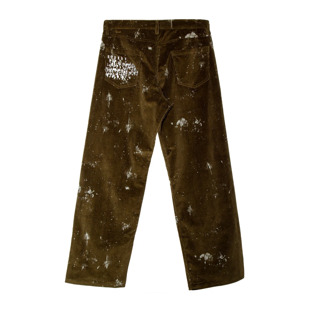 Misbhv Witte Spetter Straight Leg Broek Green Heren