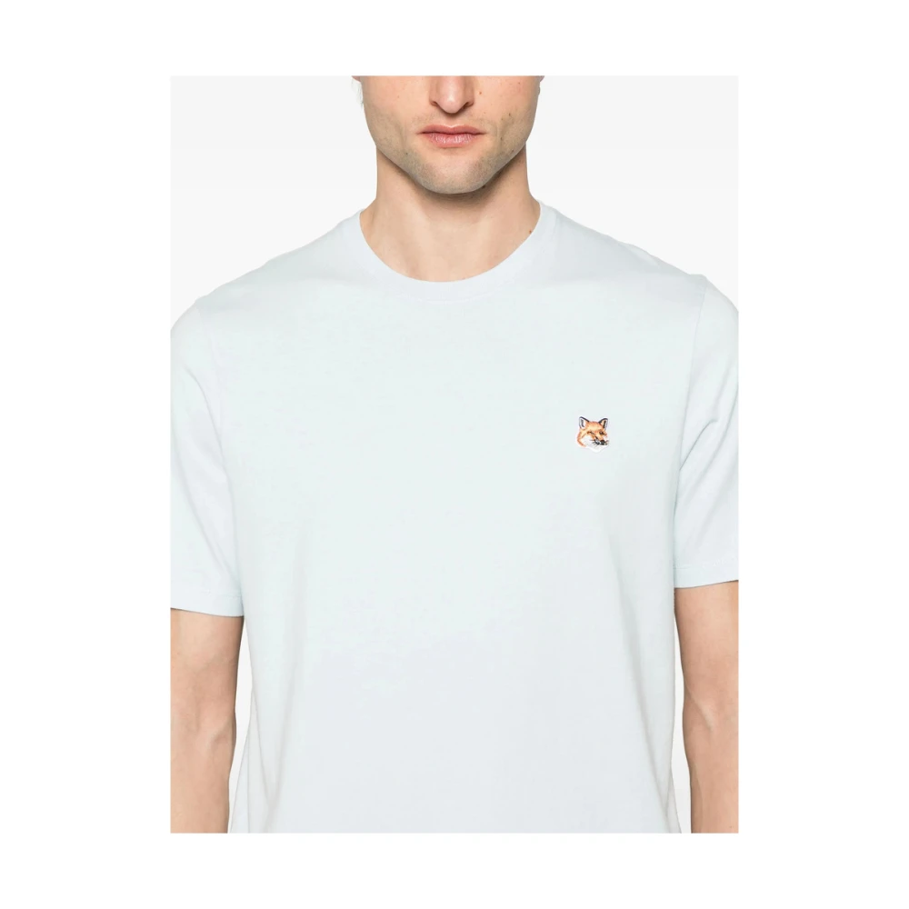 Maison Kitsuné Lichtblauw Crew Neck T-shirt Blue Heren
