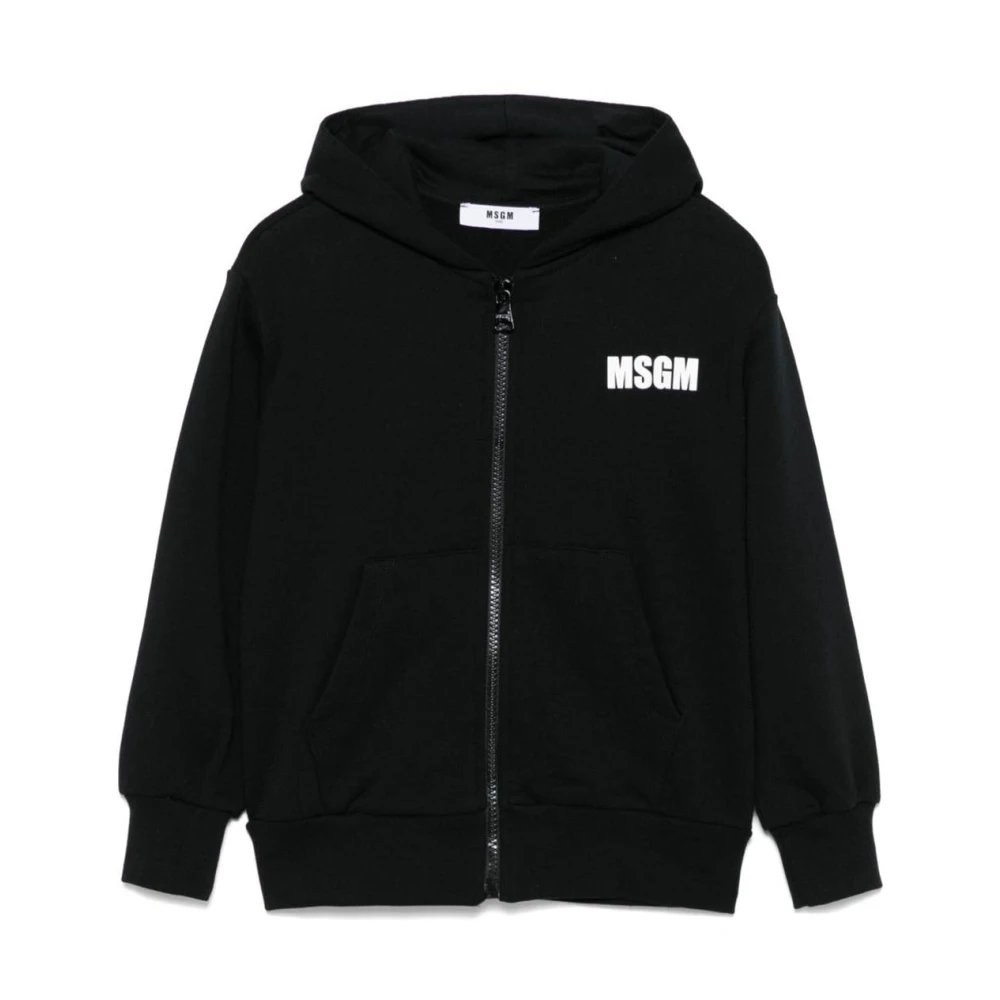 Msgm Boys Black Zip-Up Hoodie - Kids Sweatshirts - 14 Y - Kids