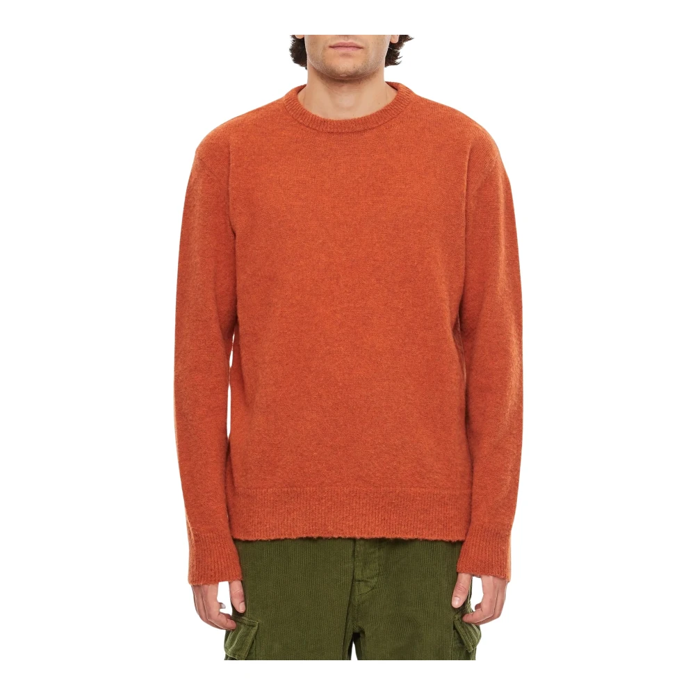 President's Men's Brown Round-Neck Knitwear, Xl, Shetland Wool Crewneck Jumper