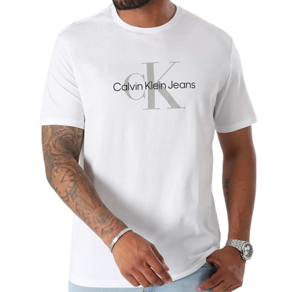 Calvin Klein Jeans Korte Mouw Logo Voorkant Heren T-shirt White Heren