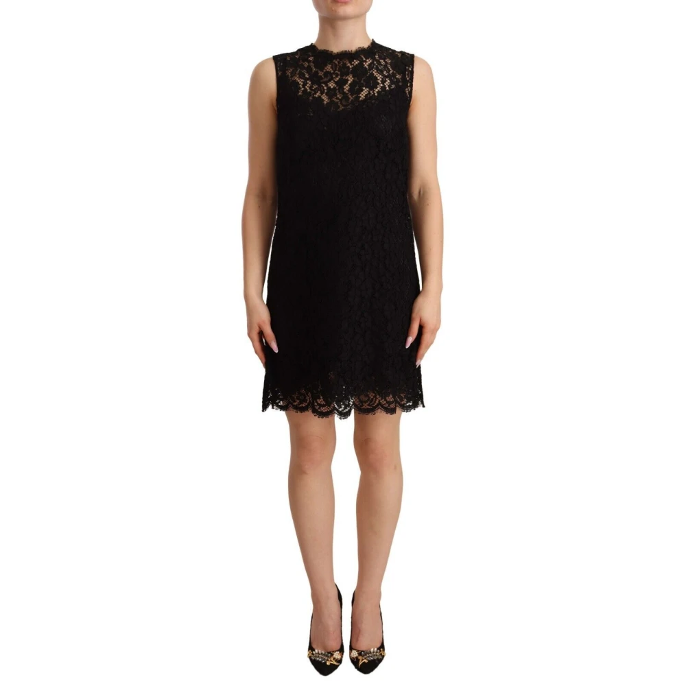 Dolce & Gabbana Women's Black Floral Lace Sheath Mini Dress