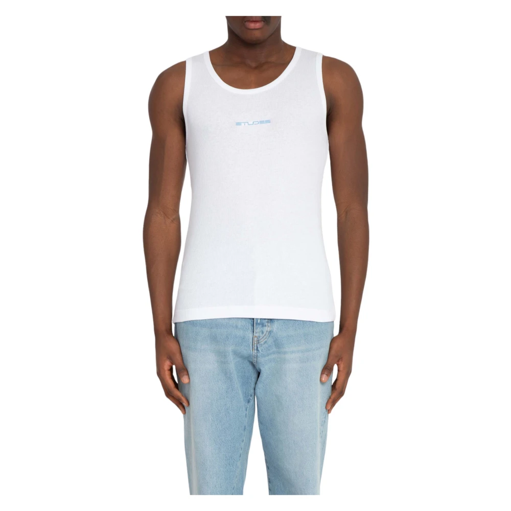 Études Witte Rib Tank Top White Heren