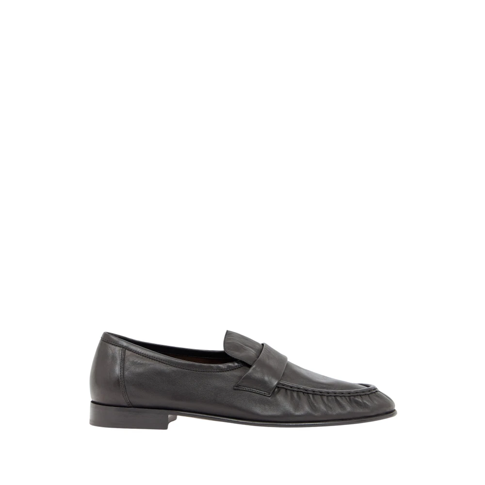 The Row Men's Black Leather Penny Loafers Stacked Heel - Loafers - 8 Uk - Shoes