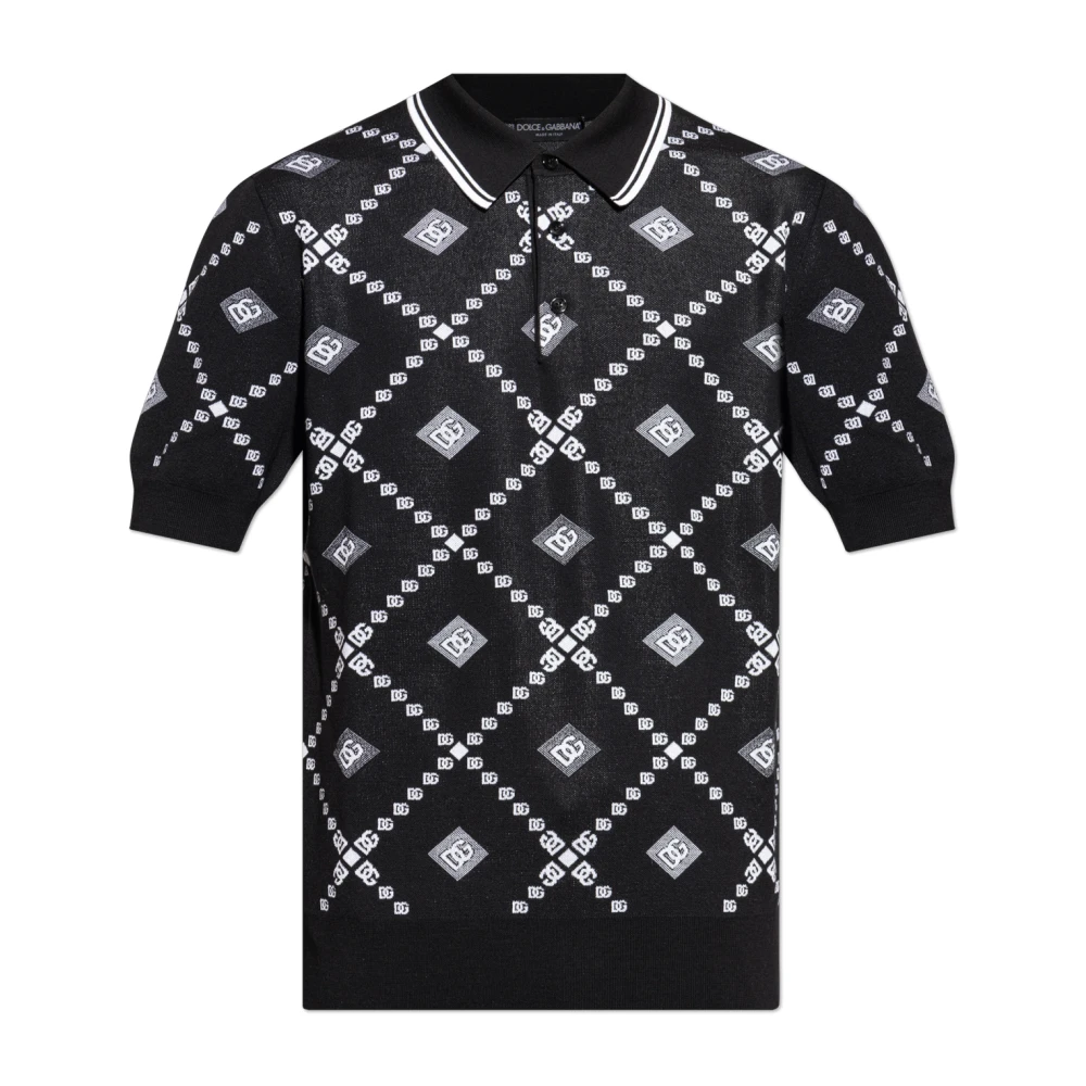 Dolce & Gabbana Men's Black Polo Shirts, Xl, Wool Polo Shirt With Logo