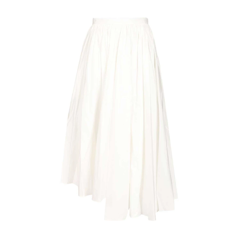 Self Portrait , Midi Skirts, Female, White, M, Cotton Poplin Midi Skirt
