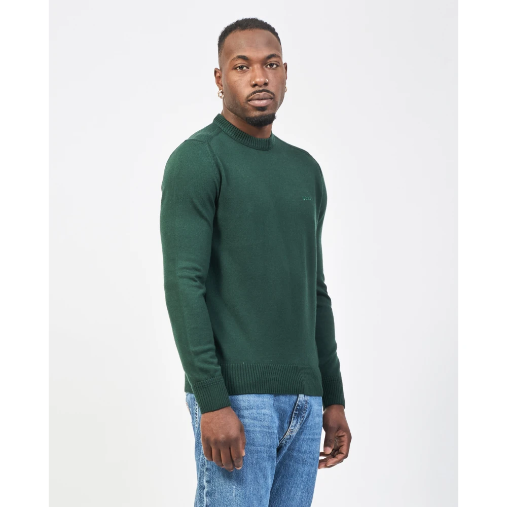 Hugo Boss Groene Trui Straight Fit Katoen Green Heren