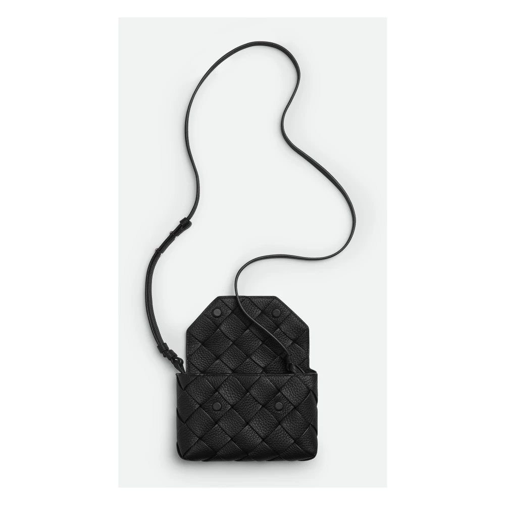 Bottega Veneta Schoudertas van zwart geweven leer Black Heren