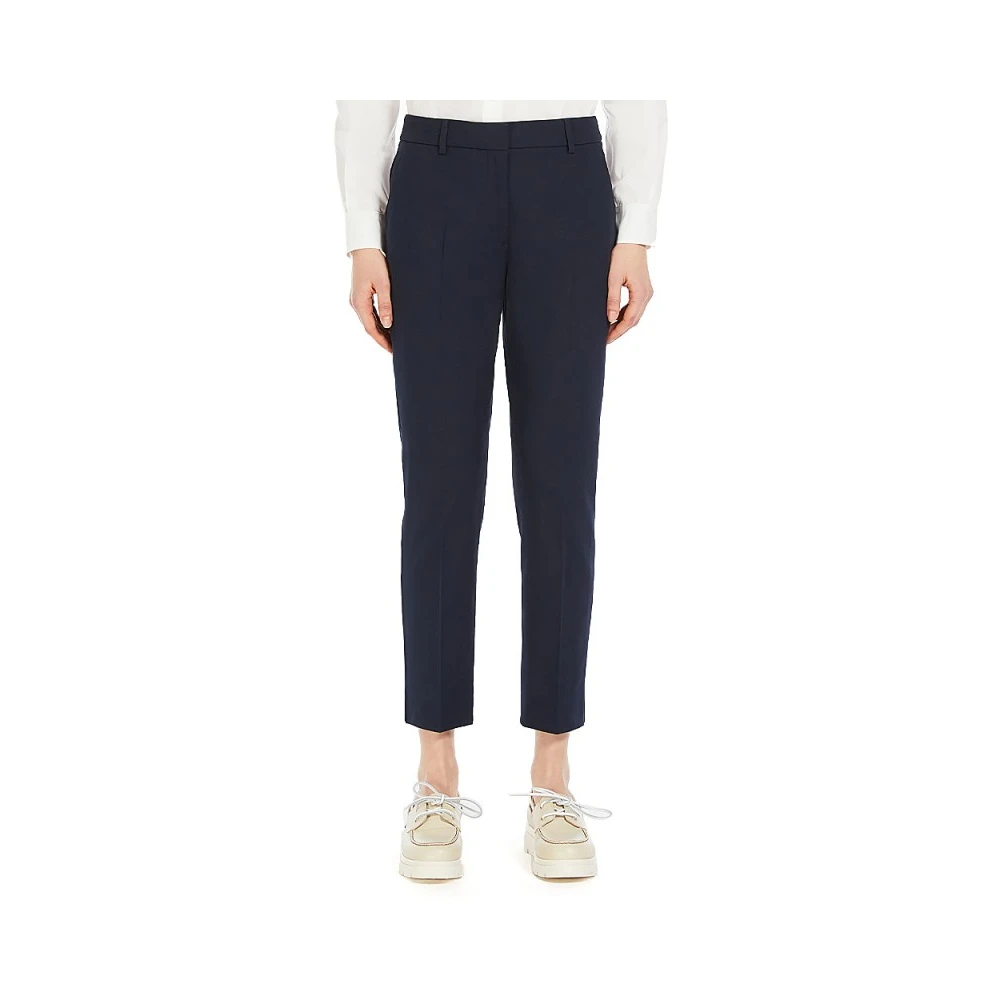 Max Mara Weekend Blauwe Katoenen Stretch Sigaretbroek Blue Dames