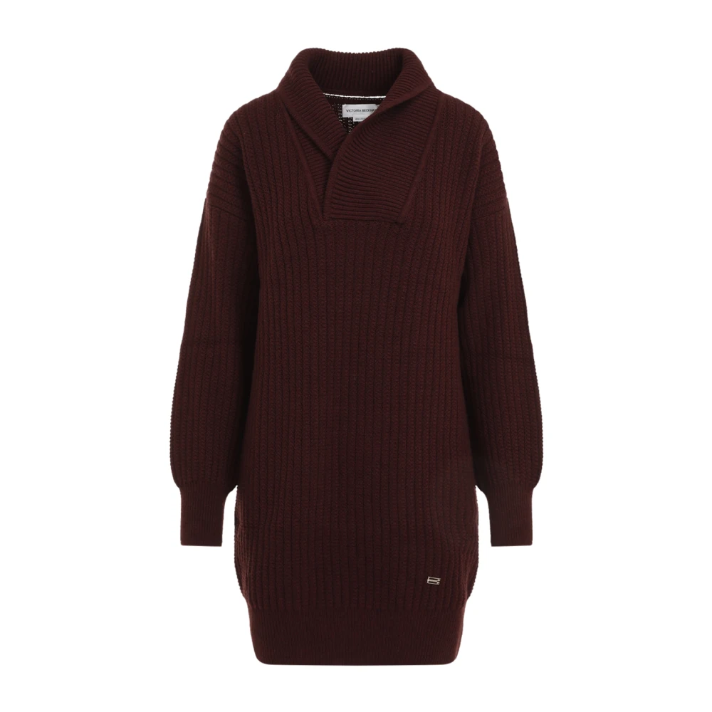 Victoria Beckham Port Shawl Neck Jumper Jurk Red Dames