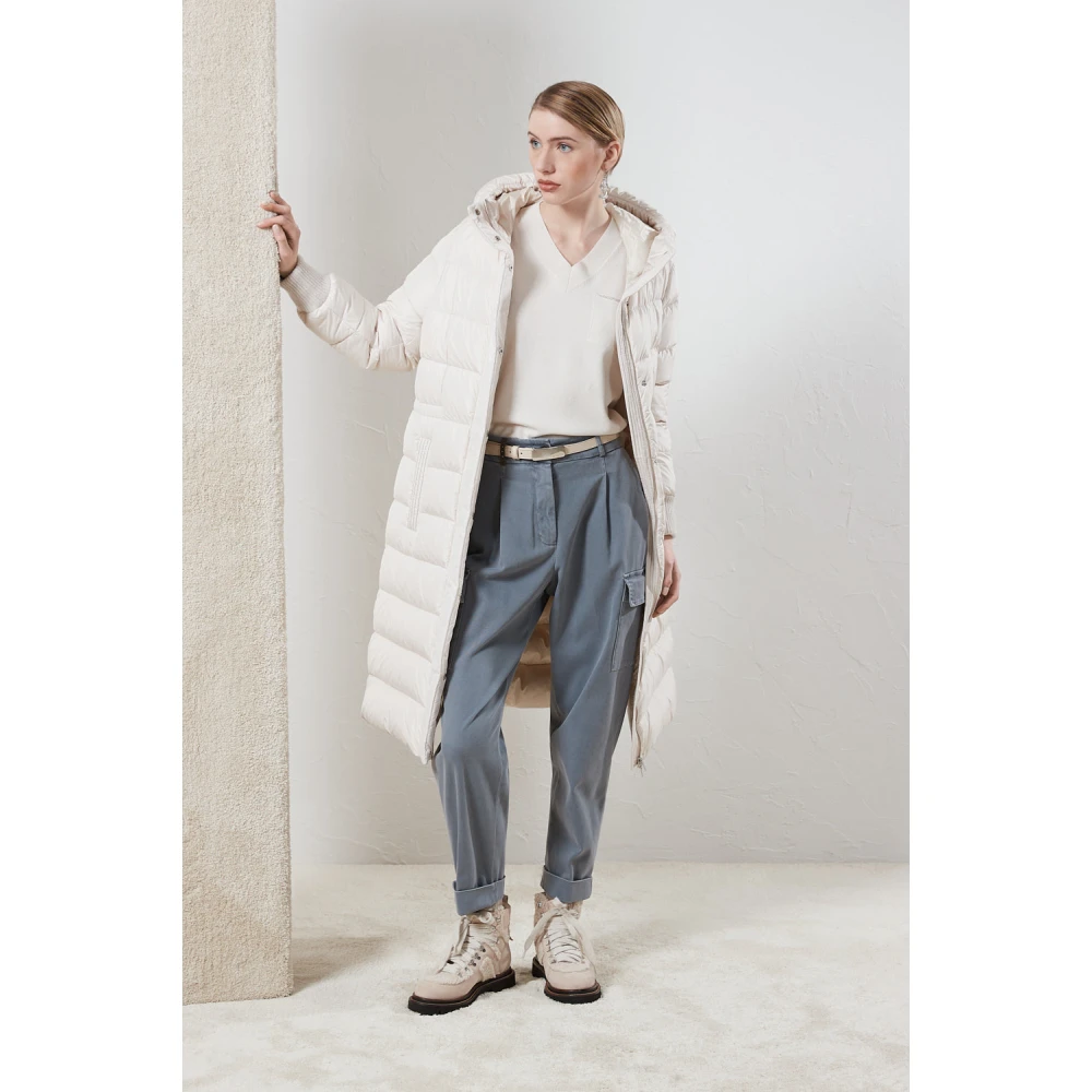PESERICO Katoenen gabardine cargobroek Blue Dames
