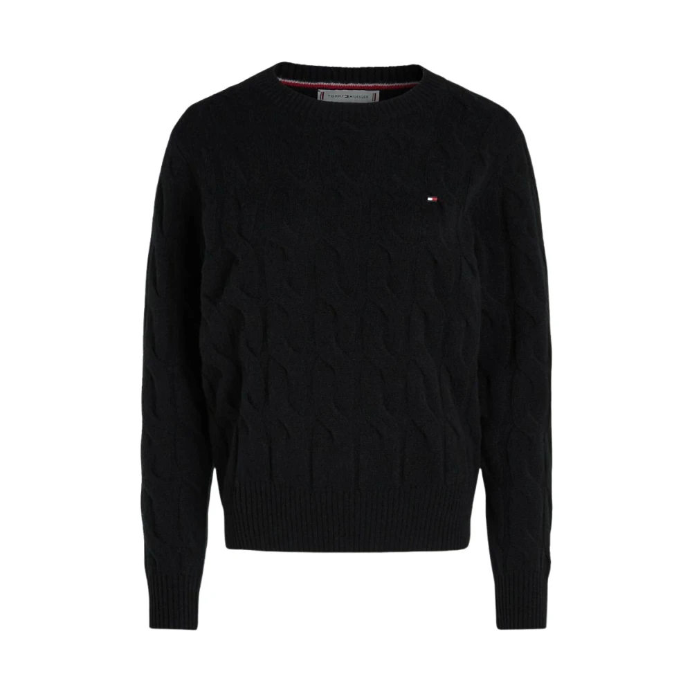 Tommy Hilfiger Women's Black Round-Neck Knitwear, S, Maglione