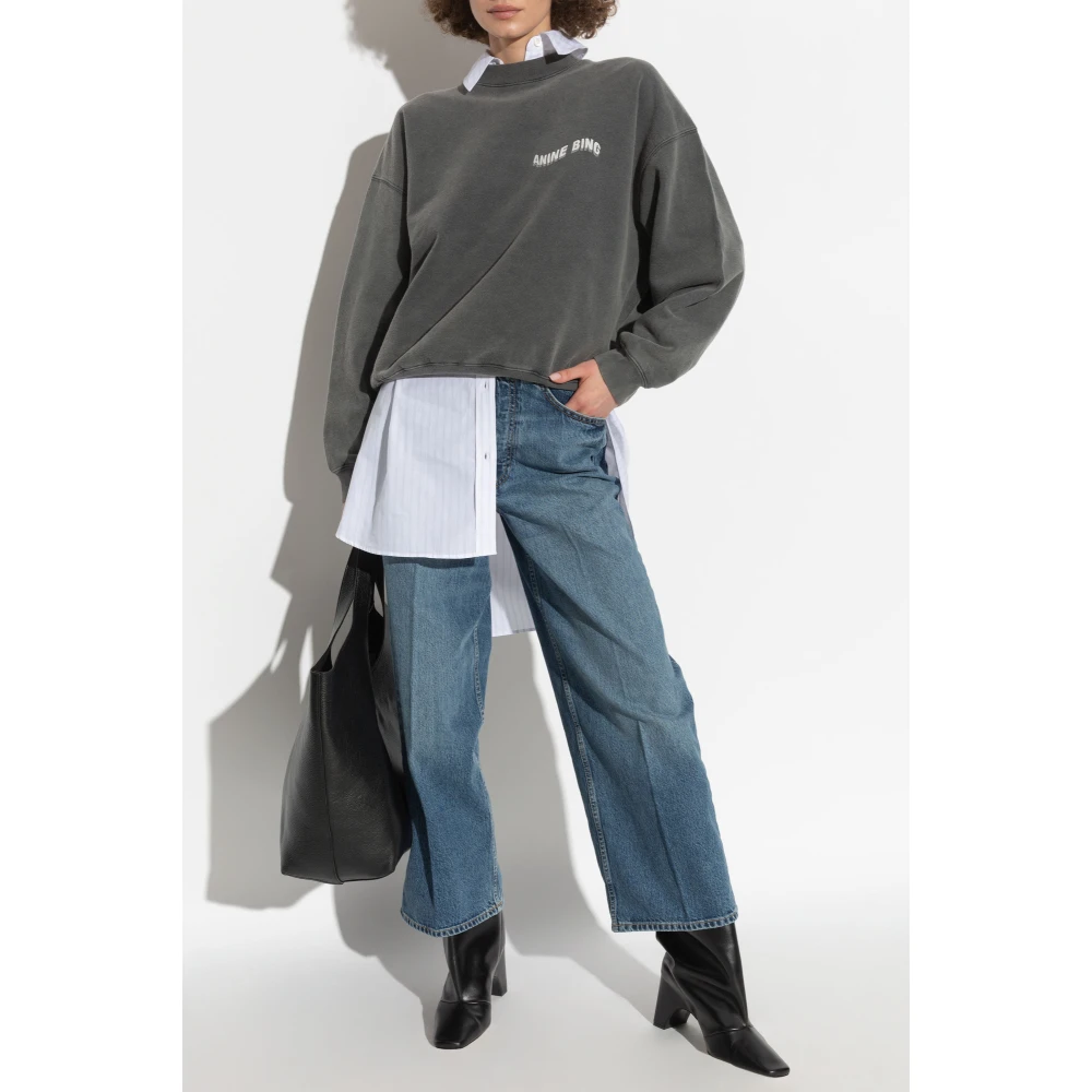 Anine Bing Sweatshirt met Geprint Logo Gray Dames