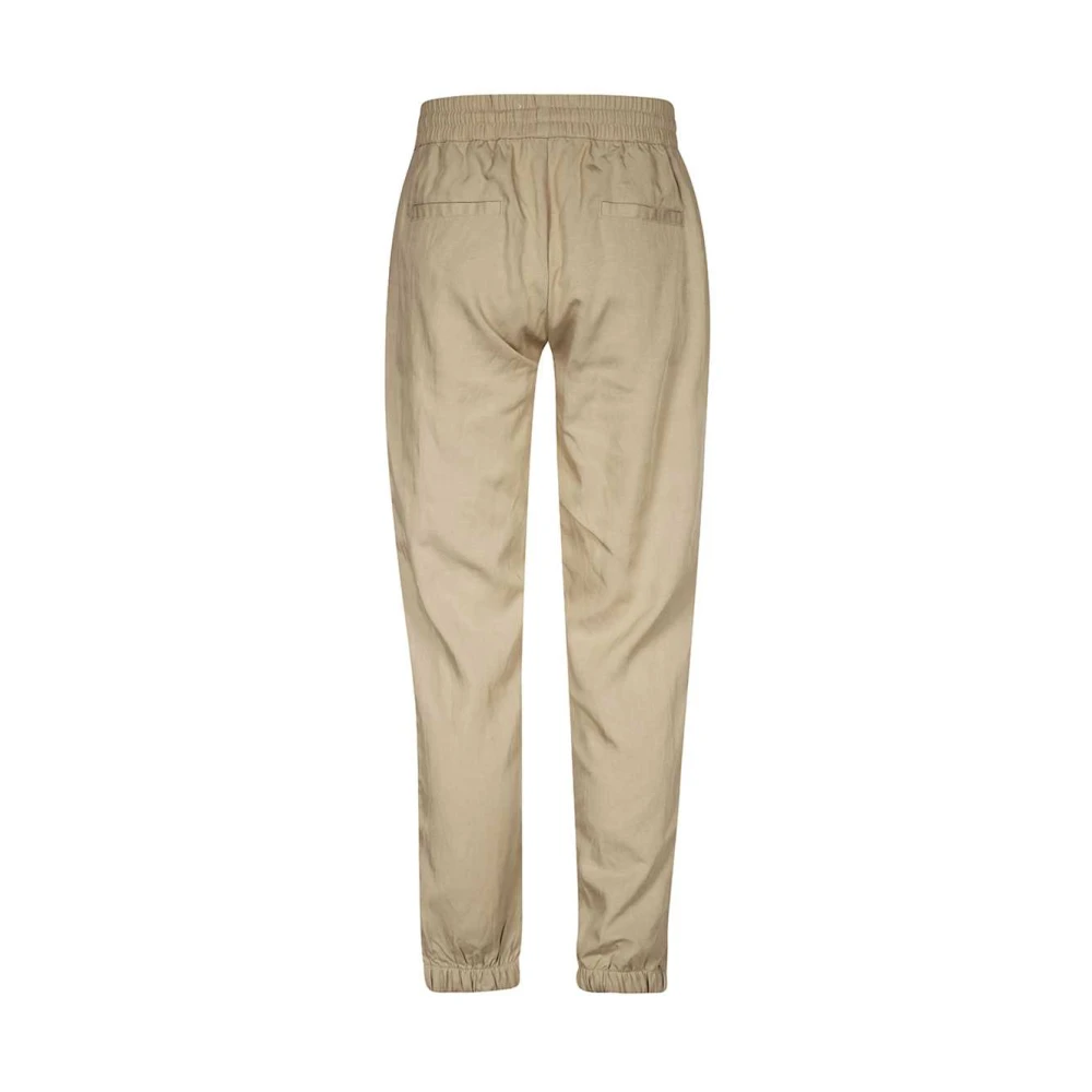 Les Deux Broek met elastische tailleband en trekkoord Beige Heren
